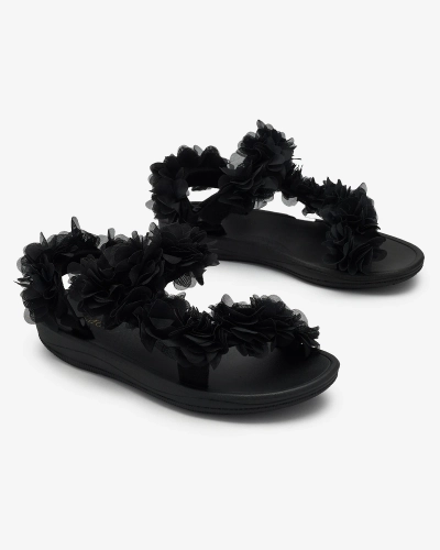 Royalfashion Juodi moteriški sandalai su gėlėmis Alferroy