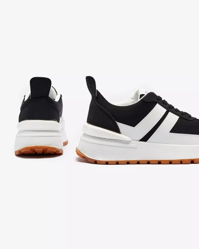 Juodi moteriški sportiniai bateliai iš eko odos su spalvotais intarpais Tifora- Avalynė