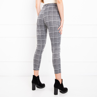 Женские серые клетчатые тренги - Брюки