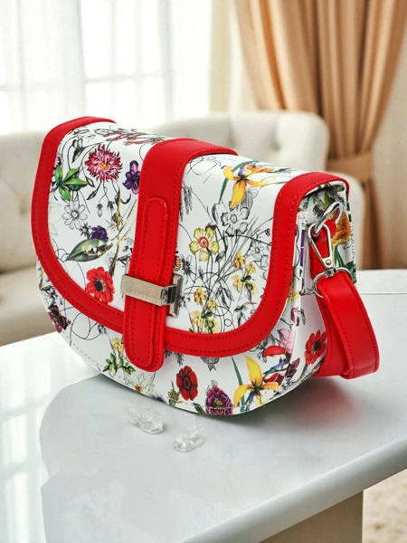 Royalfashion Mała damska torebka z eko skóry w kwiaty Ori Elle - Sztosik!