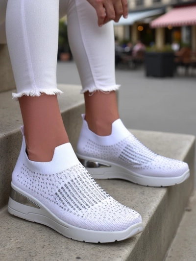 Royalfashion moteriški wedge sportbačiai be užsegimo su kristalais Qelavise