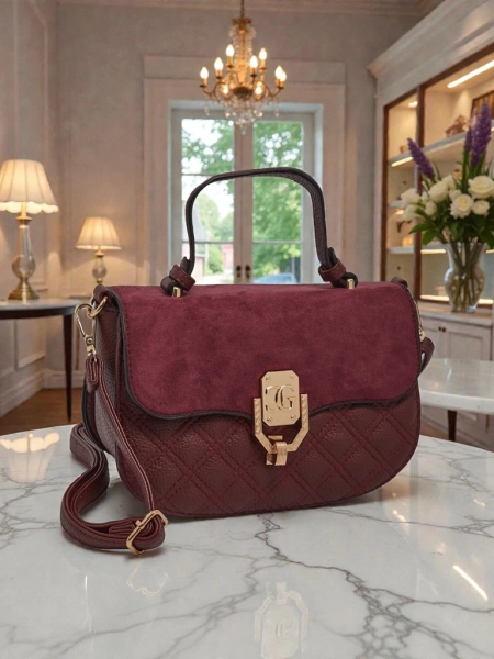 Moteriška rankinė „Luna“ bordo spalvos ekologiška elegantiška kasdienai