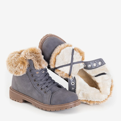 Tamsiai pilki moteriški batai su kailiu Zonevka - Avalynė