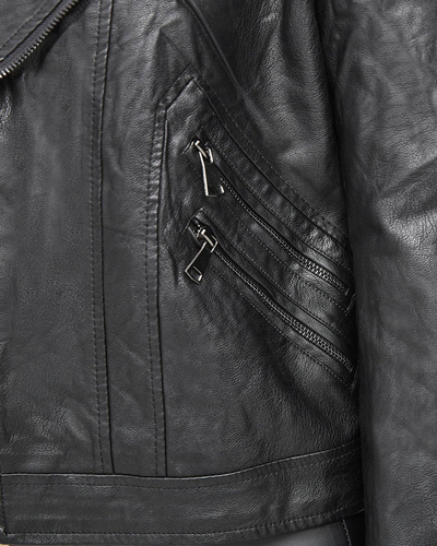 Женская куртка ramon из экокожи черного цвета - Одежда