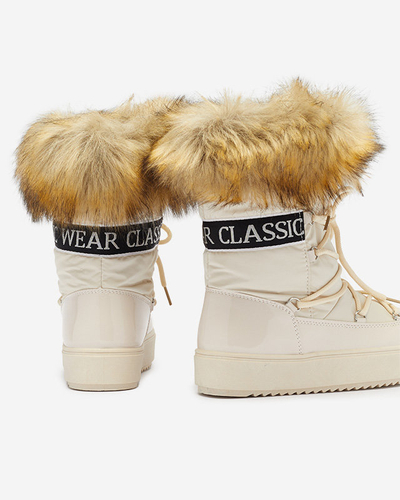 Лакированные женские бежевые сапоги Fursav - Обувь