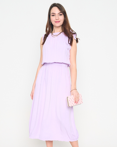 Фиолетовое женское платье на плечах с карманами - Одежда