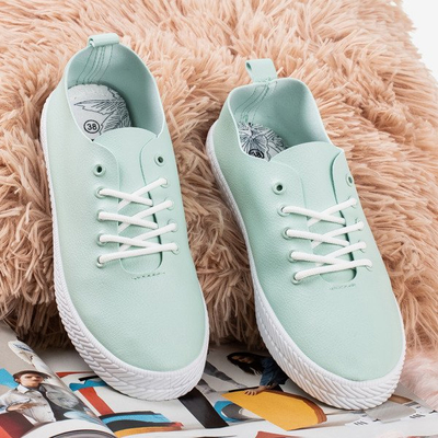 Кроссовки на шнуровке мятного цвета Ewilia - Обувь