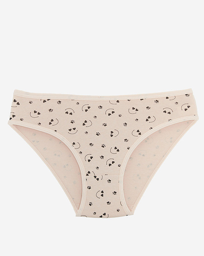 Бежевые хлопковые женские трусики с принтом - Нижнее белье