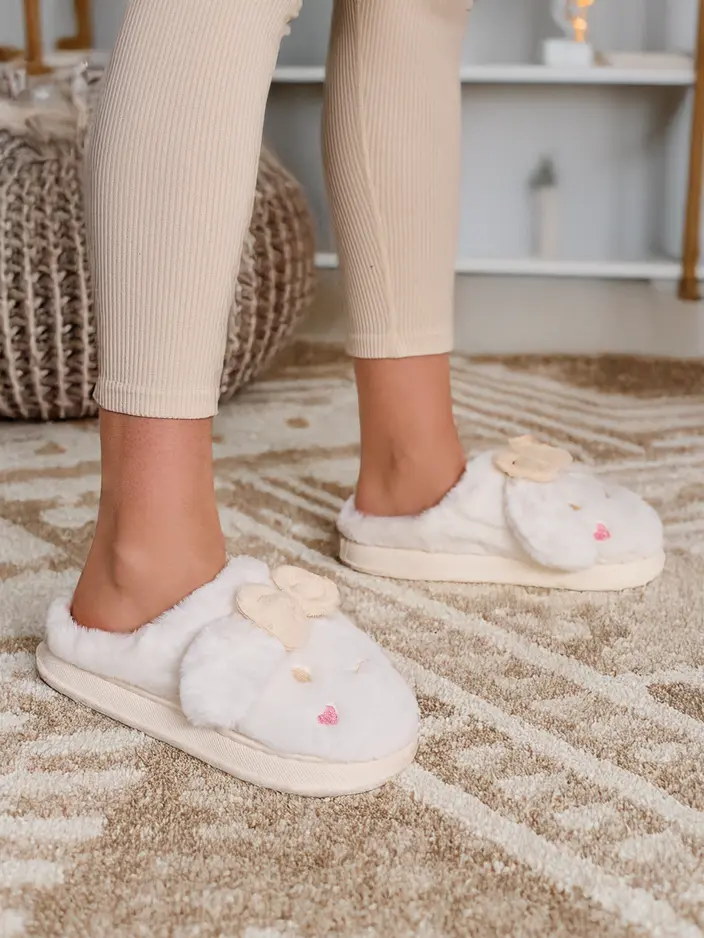 Женские меховые тапочки Royalfashion с бантом Savos