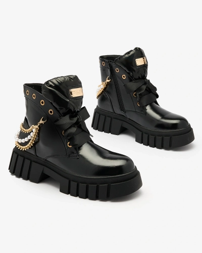 Royalfashion Женские утепленные ботинки черного цвета Dahaff