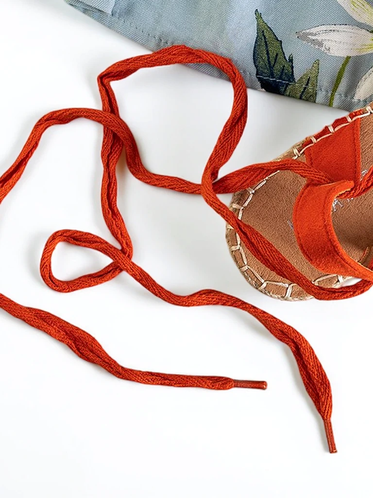 Oranžinės moteriškos surištos espadrilės Ninah - Batai