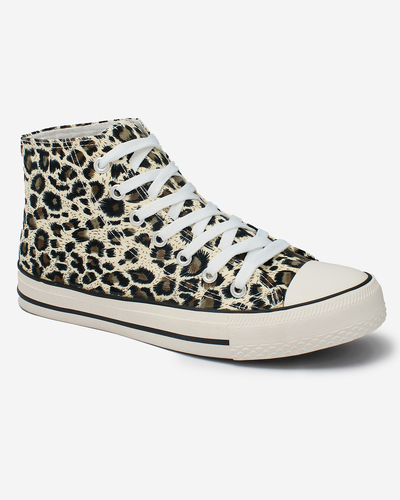 Royalfashion Женские бежево-коричневые высокие кеды с модным рисунком Jungle Jive