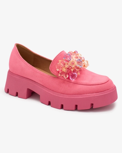 Женские мокасины Royalfashion Fuchsia с разноцветными кристаллами Crystal Glam