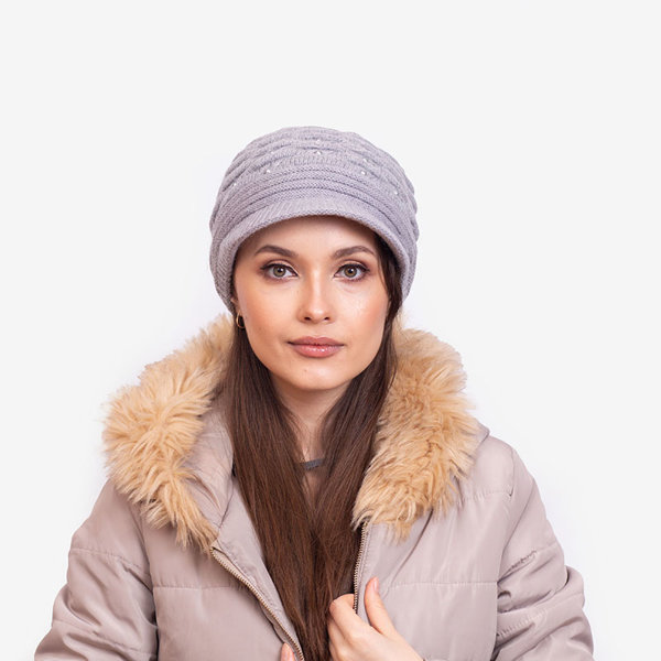 Moteriška pilka šilta kepurė su perlais - Priedai