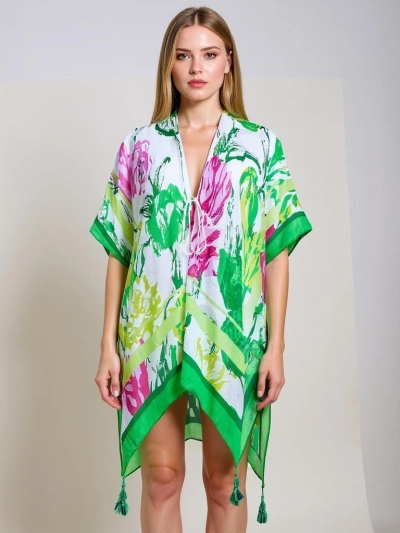 Pareo Calista – Kolorowe pareo plażowe Royalfashion do kolan z dekoltem V