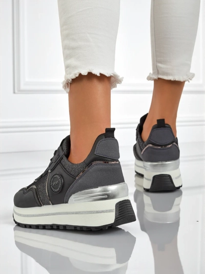 Damskie sneakersy Callista Nero na platformie 4cm, sk\[censored\]ra eko