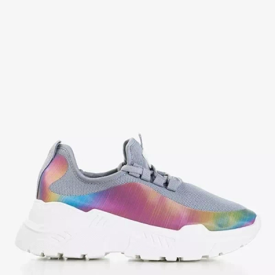 OUTLET Женские кроссовки серого цвета с разноцветной вставкой Isis - Обувь