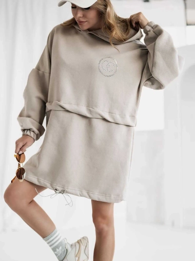 Royalfashion Moterų medvilninė mini suknelė su kapisonu
