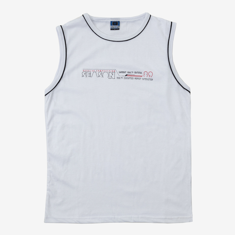 Medvilniniai balti vyriški marškinėliai be rankovių-Drabužiai