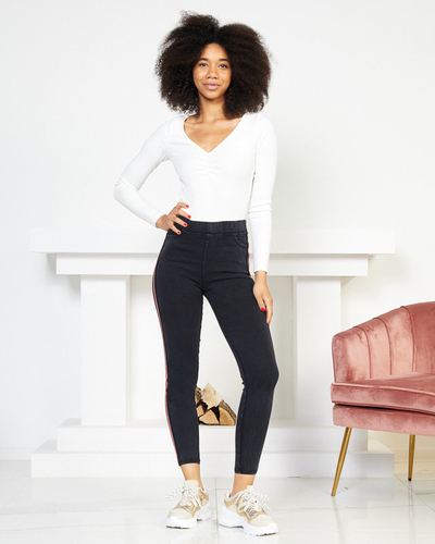 Moteriški juodi dryžuoti treggingai - Drabužiai