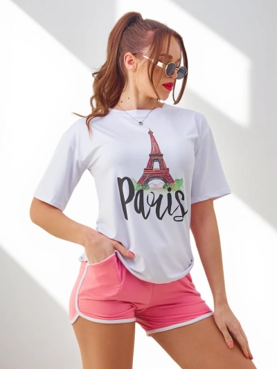 Royalfashion Женский спортивный комплект с футболкой и шортами Париж