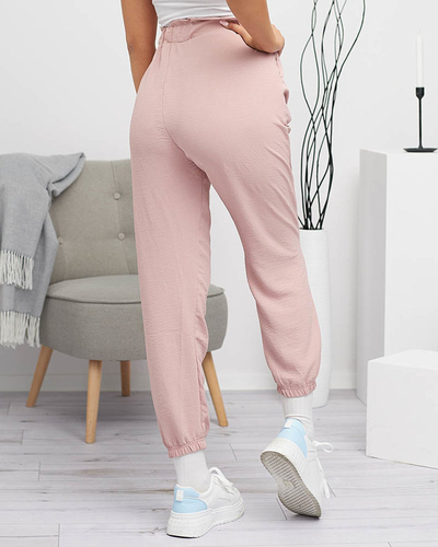 Женские тканевые брюки розового цвета PLUS SIZE - Одежда