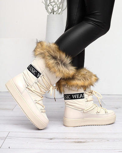 Лакированные женские бежевые сапоги Fursav - Обувь