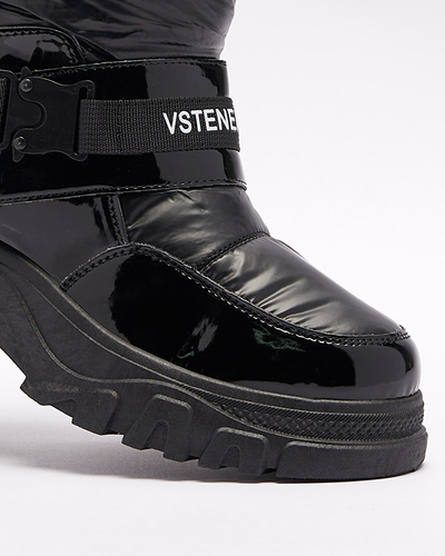 Женские сапоги-снегоступы на плоской подошве черного цвета Genovty- Footwear