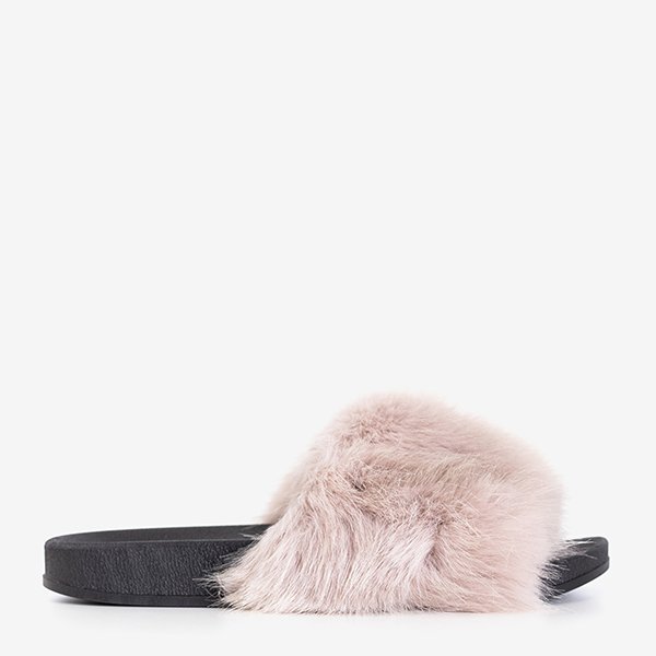 Бежевые тапочки нонни для девочек с мехом - Обувь