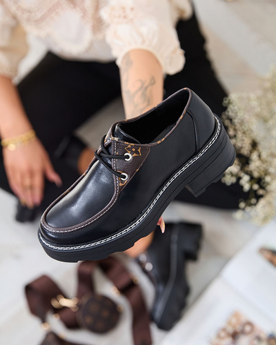 "Royalfashion" Juodi moteriški pusbačiai tvirtu padu "Dobbin"