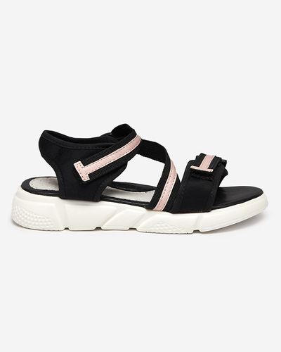 Juodos ir rožinės spalvos vaikiškos basutės užsegamos Velcro Modis - Shoes
