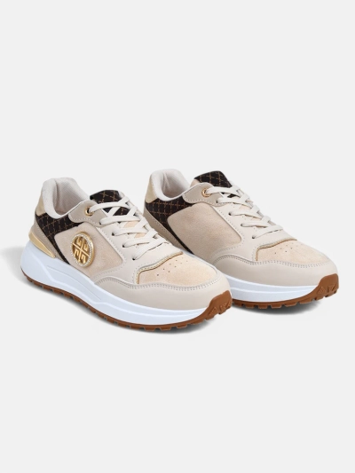 Calista Verona women's beige flat-heeled sneakers - eco leather 4 cm