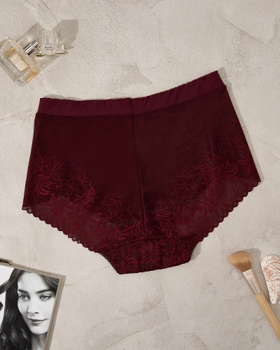 Royalfashion Женские сетчатые трусики бордового цвета