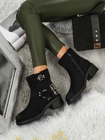 Женские ботинки из эко-замши с пряжками Valtos