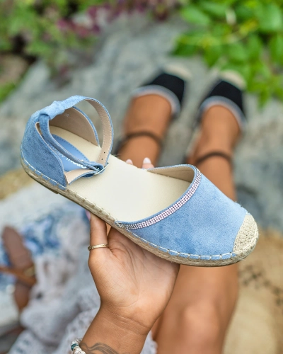 Royalfashion Mėlynos spalvos moteriškos espadrilės su cirkonais Rieta