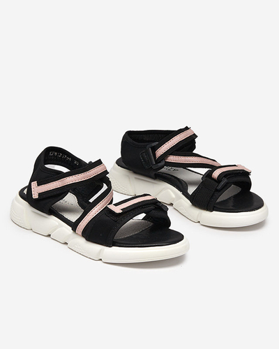 Juodos ir rožinės spalvos vaikiškos basutės užsegamos Velcro Modis - Shoes