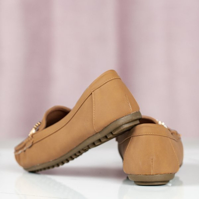 Brązowe mokasyny z metalową ozdobą Abu-Dabi - Obuwie