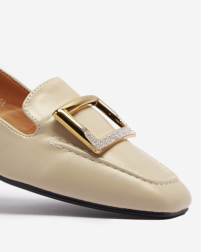 Бежевые женские мокасины с орнаментом Sefonta- Footwear