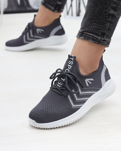 Tamsiai pilkos spalvos medžiaginiai moteriški sportiniai bateliai Leridis - Avalynė