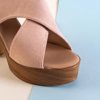 OUTLET Розовые женские босоножки на высокой стойке Inga - Обувь