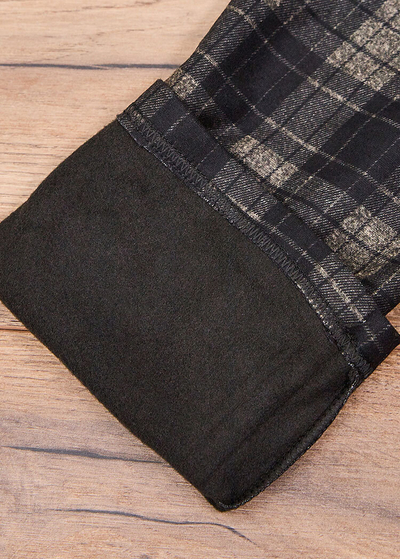 Royalfashion Серо-коричневые женские утепленные треггинсы в клетку