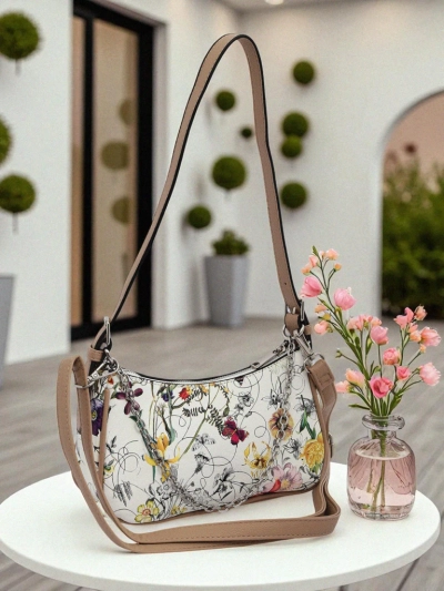 Royalfashion Maža moteriška rankinė iš eko odos su gėlėtu raštu Lily Bloom