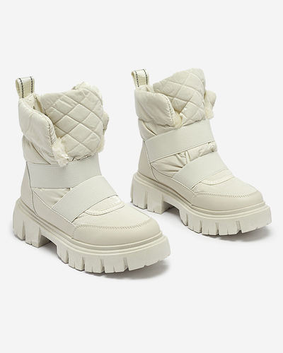 Женские сноубутсы на плоской подошве бежевого цвета Ferory- Footwear