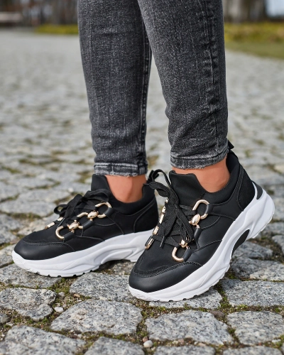 Черные женские спортивные туфли с цепями Nanoka - Обувь