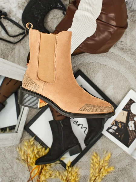 Moteriški eko zomšiniai aulinukai dekoruoti cirkoniais TangleMist