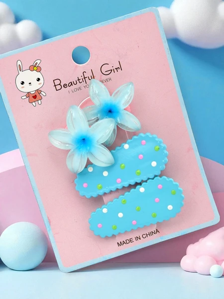 Plaukų segtukų rinkinys su gėlių motyvu