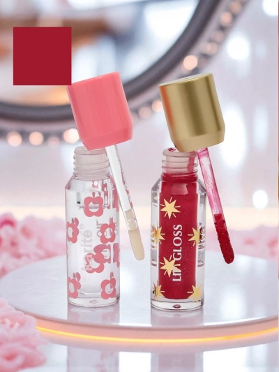 2-in-1 Glitter and Clear Lip Gloss Lady Bug - Straight Fire!