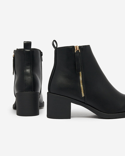 Royalfashion Черные женские сапоги на низкой шпильке из экокожи Rejerry