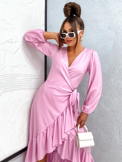 Royalfashion Связанное женское миди-платье с рюшами