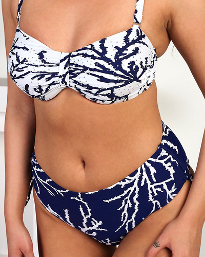 Женский купальник из двух частей бело-темно-синего цвета - Нижнее белье